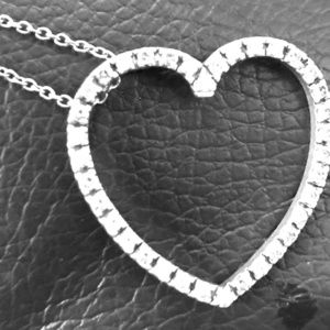 SILVER HEART with DIAMONDS PENDANT